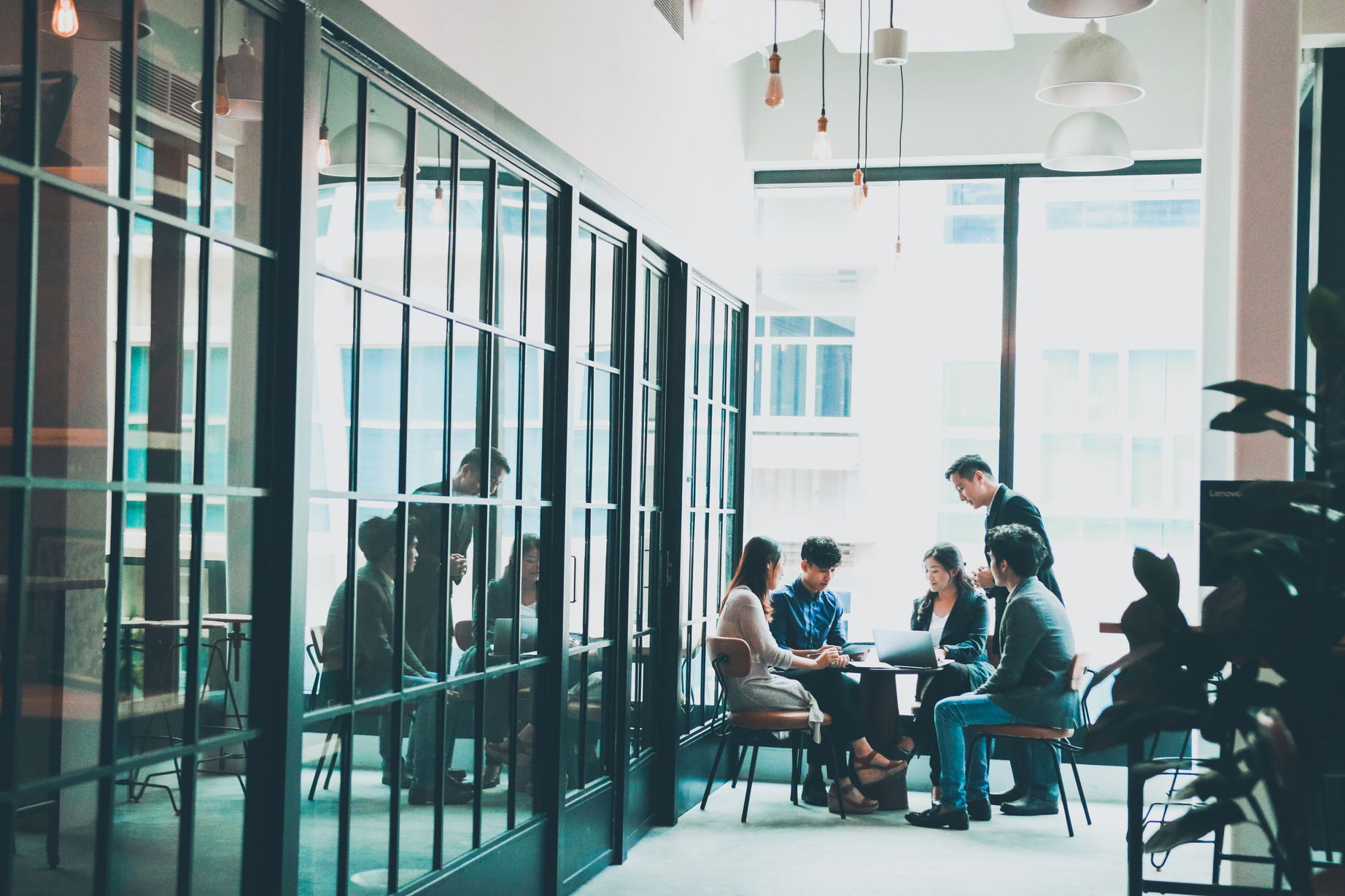 Business meeting in co-working space